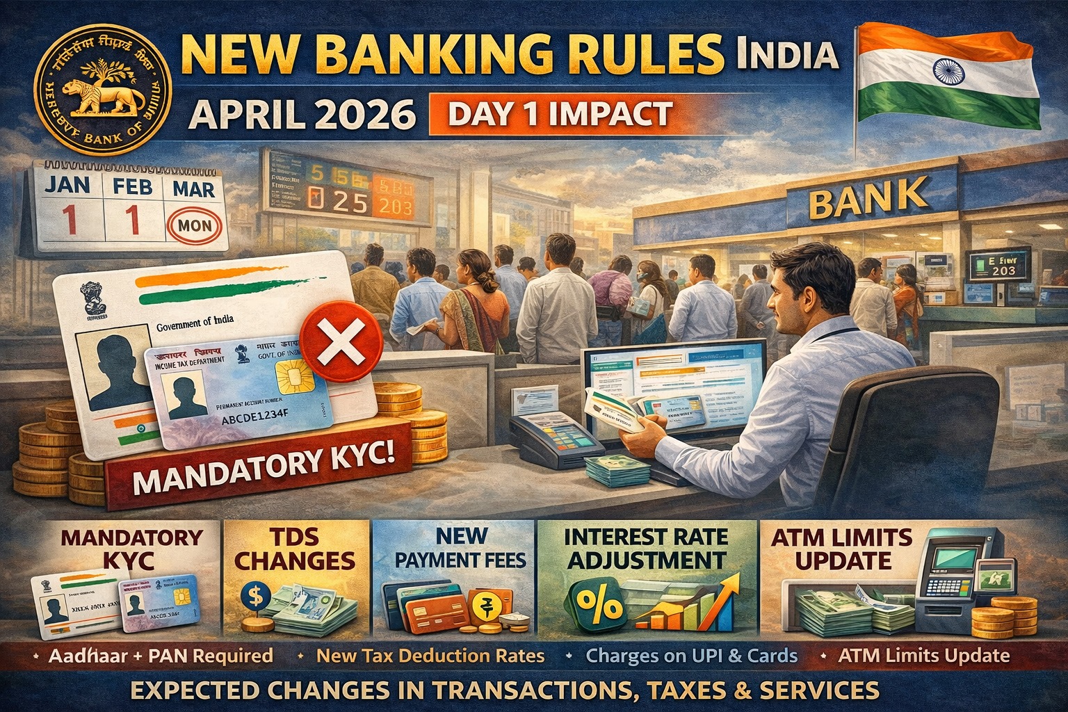 new banking rules India April 2026 day 1 impact infographic 
